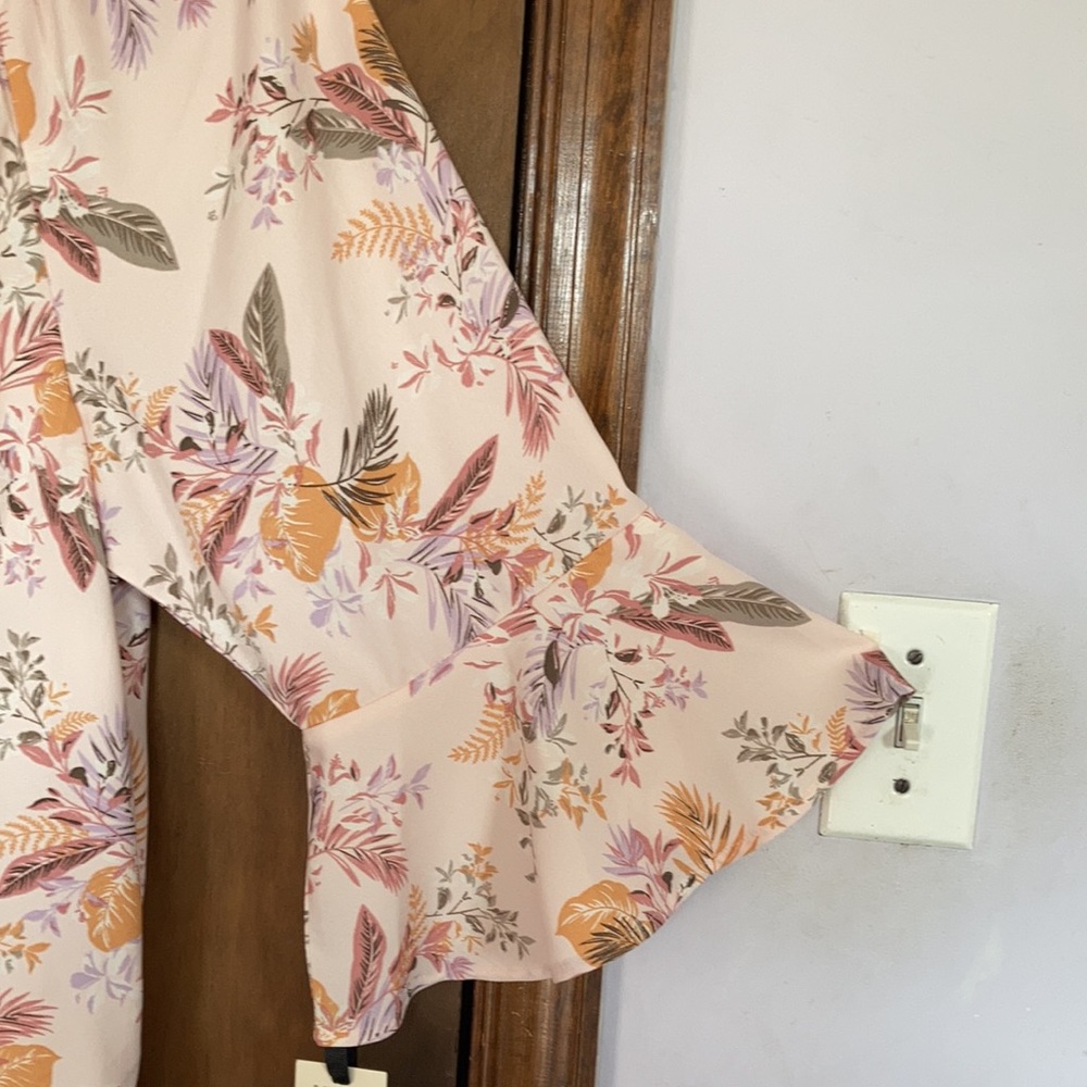 Emaline top floral print bell sleeve blouse tie detail boho Casual office 2X - Picture 13 of 17
